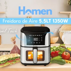 Freidora de Aire Homen 5.5 Litros Airfryer + Recetario