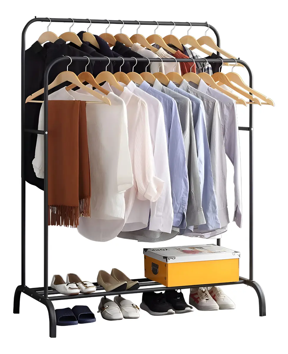 Perchero Organizador Colgante de Ropa Doble Barra Vidita Color Negro